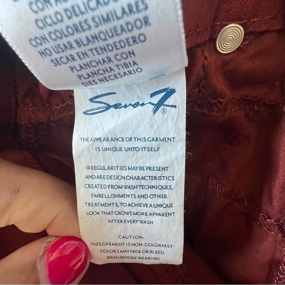 Seven 7 Tummy Less High Rise Skinny Jeans, Fired Brick Red Burnt size 14 - Picture 7 of 16